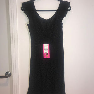 Betsey Johnson Black Silk Polka Dot Ruffle Dress